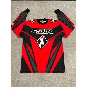 Four Motocross Jersey Mens XL Red Black Excellent Long Sleeve Racing Graphic